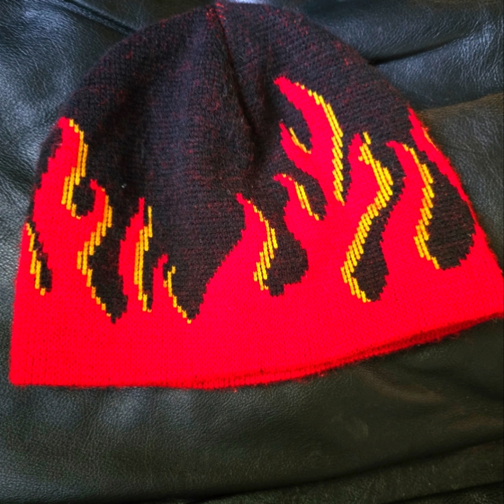 Hot Topic flames & fire kids size beanie